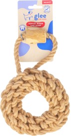 GLEE Opona Pleciona z Liny Konopnej i Drewna Kawowego dla Psa Small 15 cm – naturalna zabawka Coffee Wood & Hemp w kolorze beżowym