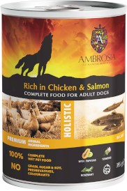 AMBROSIA Dog Chicken & Salmon with Papaya 395g - mokra karma dla psa