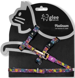 GLEE Cat Platinum Smycz i szelki dla kota Purple Bloom - Zdjęcie główne