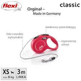 FLEXI NEW CLASSIC Smycz sznurowa XS / 3m czerwona - Zdjęcie nr 3
