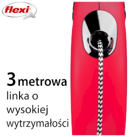 FLEXI NEW CLASSIC Smycz sznurowa XS / 3m czerwona - Zdjęcie nr 4