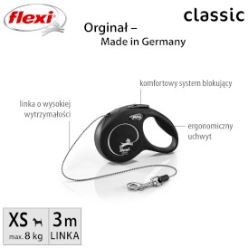 FLEXI NEW CLASSIC Smycz sznurowa XS / 3m czarna - Zdjęcie nr 2