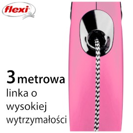 FLEXI NEW CLASSIC Smycz sznurowa XS / 3m różowa - Zdjęcie nr 3