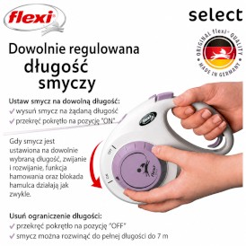 FLEXI Select Smycz taśmowa Szara / Liliowa 7m - Zdjęcie nr 6