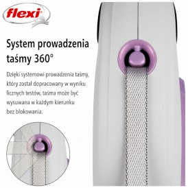 FLEXI Select Smycz taśmowa Szara / Liliowa 7m - Zdjęcie nr 9
