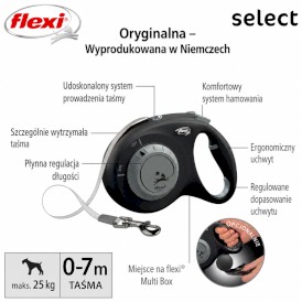 FLEXI Select Smycz taśmowa Czarno - Ciemnoszara 7m - Zdjęcie nr 4