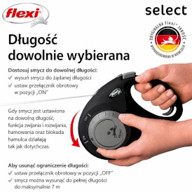 FLEXI Select Smycz taśmowa Czarno - Ciemnoszara 7m - Zdjęcie nr 5