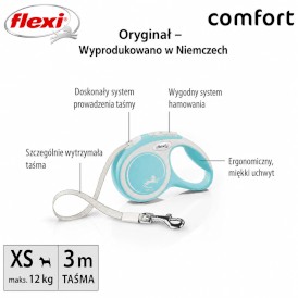 FLEXI New Comfort Smycz taśmowa XS / 3m jasnoniebieska - Zdjęcie nr 2